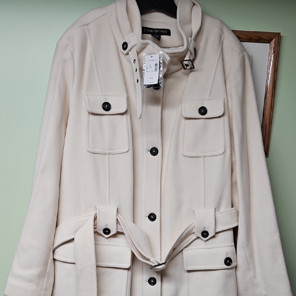 Lane Bryant Cream Trench Coat with Belt